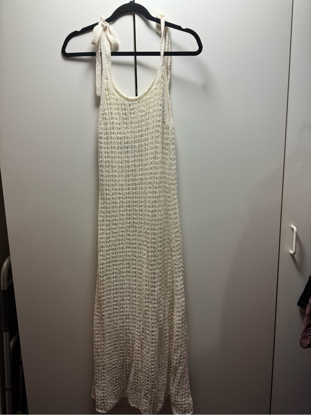 Zara Cream Crochet Tie-Strap Maxi Dress